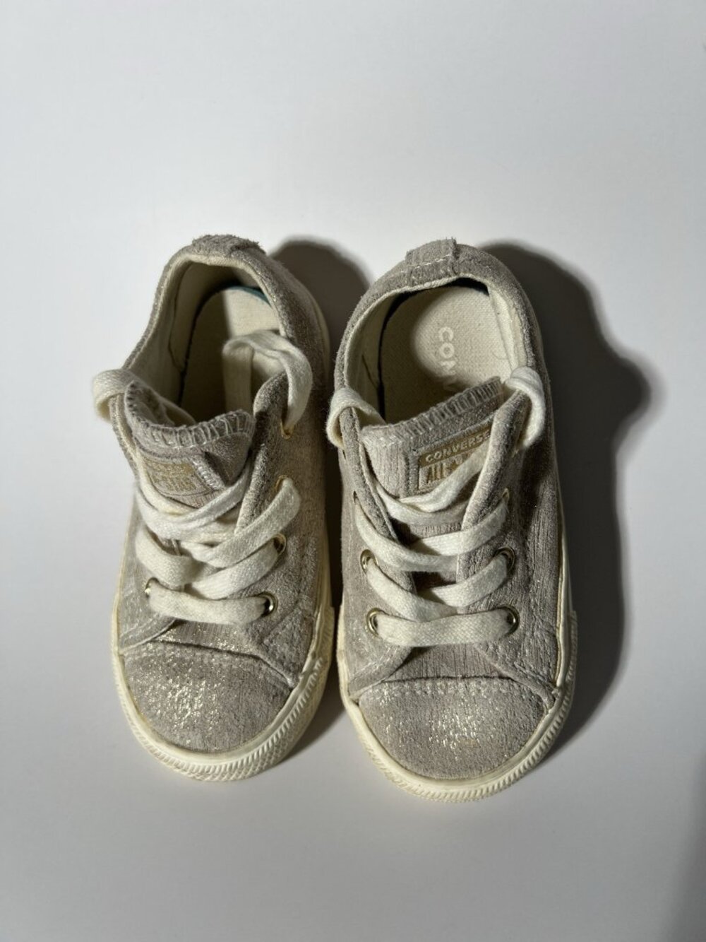 Converse Chuck Taylor All Star Gold Shimmer Suede Toddler Girls Size 8 - Picture 5 of 10